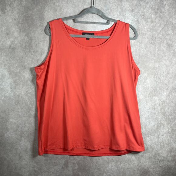 Karen Kane Tank‎ Top Womens Size 1X Orange Sleeveless Scoop Neck Stretch Casual - Picture 1 of 10